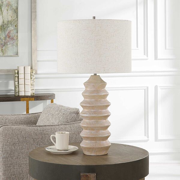 Uplift Bleached Wood and Natural Geometric Table Lamp, image 4
