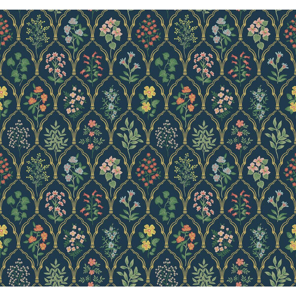 Rifle Paper Co. Navy Hawthorne Wallpaper, image 2