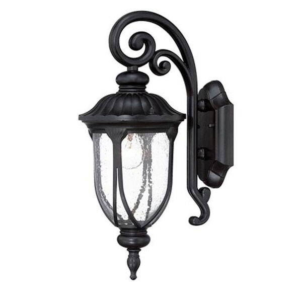 Laurens Matte Black 7-Inch One-Light Outdoor Wall Mount with Clear Seeded Glass, image 1