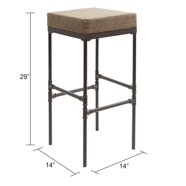 Watson Distressed Brown and Gunmetal 29-Inch Upholstered Barstool, image 3