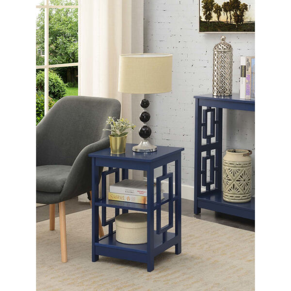 Town Square Cobalt Blue End Table with Shelves, image 1