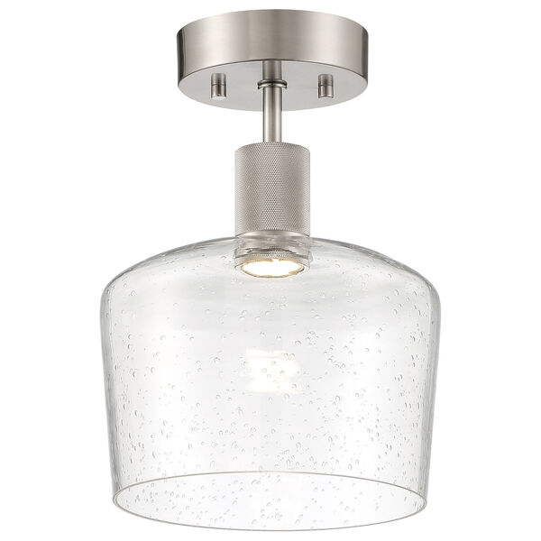 Port Nine Silver Intergrated LED Semi-Flush with Clear Glass, image 1