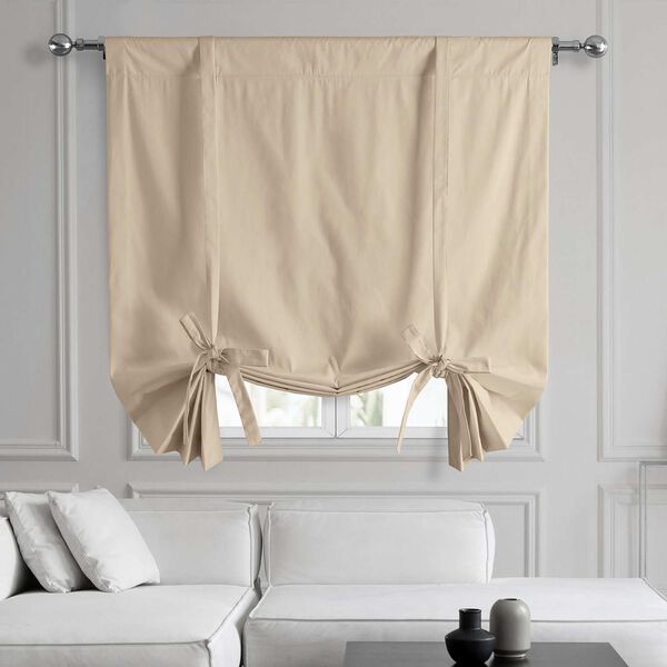 English Cream Solid Cotton Tie-Up Window Shade Single Panel, image 1