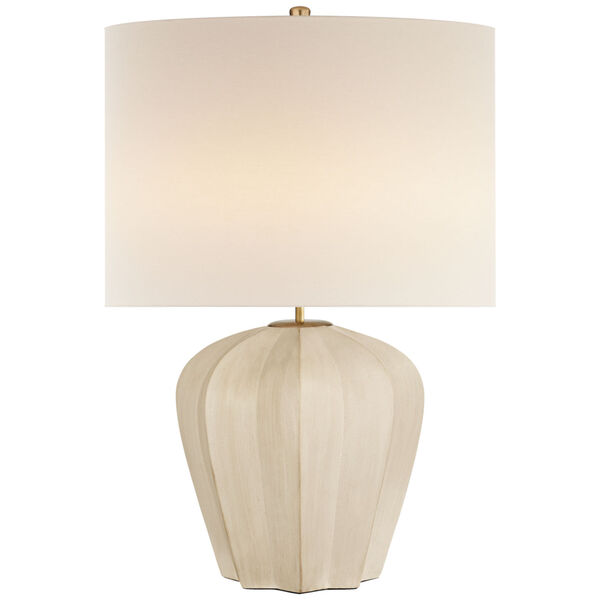 Pierrepont Medium Table Lamp in Stone White with Linen Shade by AERIN, image 1