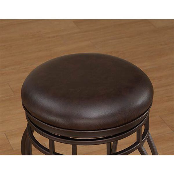 Villa Taupe Grey Tall Bar Stool with Russet Brown Bonded Leather Seat, image 3