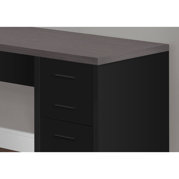 Black and Gray 55-Inch Computer Desk, image 3