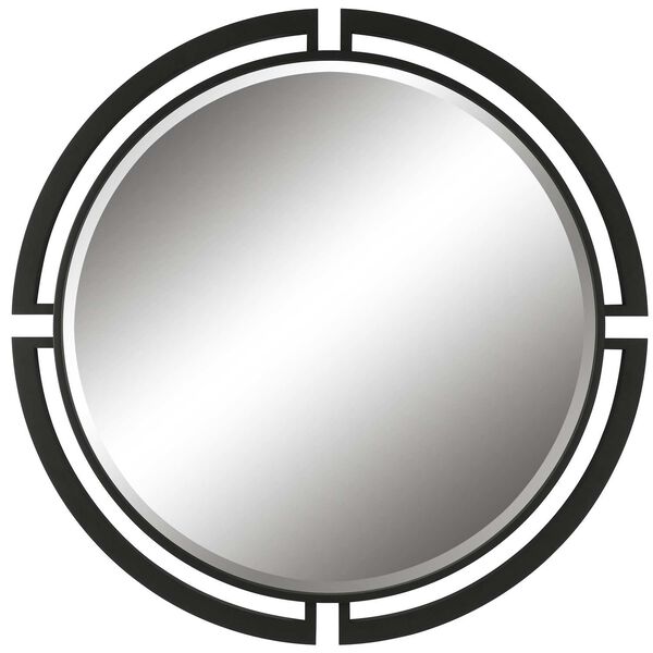 Quadrant Satin Black Modern Round Wall Mirror, image 2