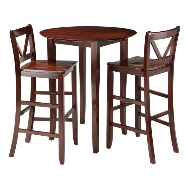 Fiona 3-Piece High Round Table with 2 Bar V-Back Stool, image 1