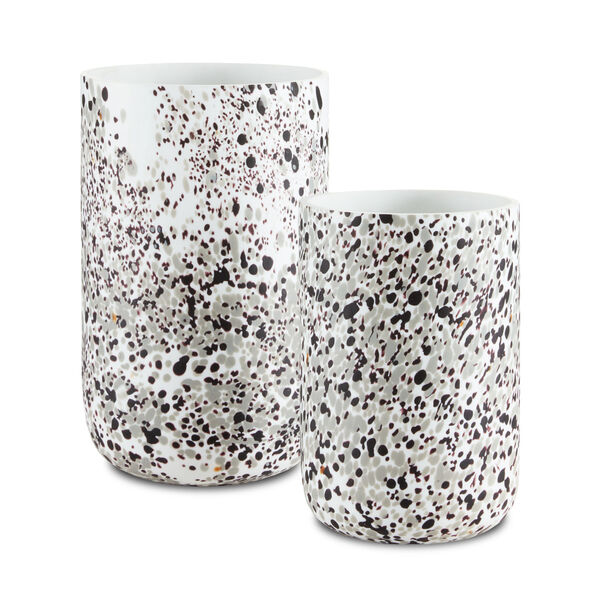 Pari White and Gray Confetti Glass Vase, Set of 2, image 1