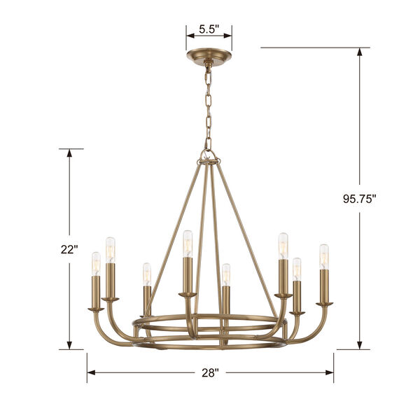 Bailey Aged Brass 28-Inch Eight-Light Chandelier, image 5
