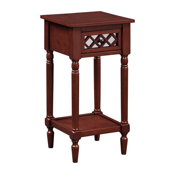 Khloe French Country Mahogany Deluxe One Drawer End Table with Shelf, image 3