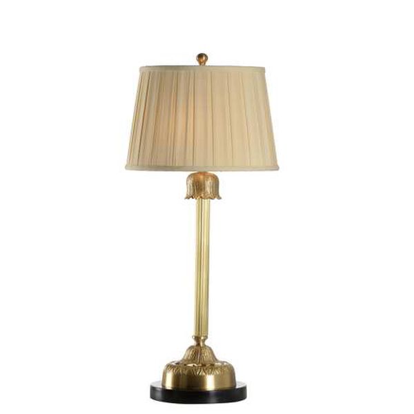 Newport Mansions The Breakers Antique Brass and Natural Black Two-Light Column Table Lamp, image 1