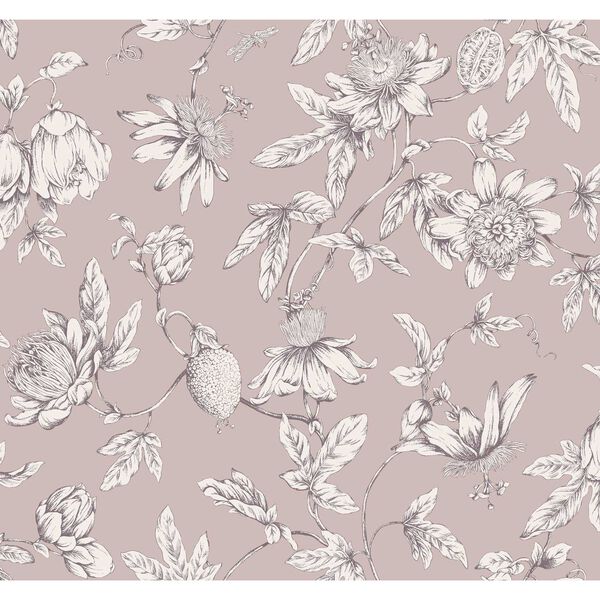Passion Flower Toile Orchid Wallpaper, image 2