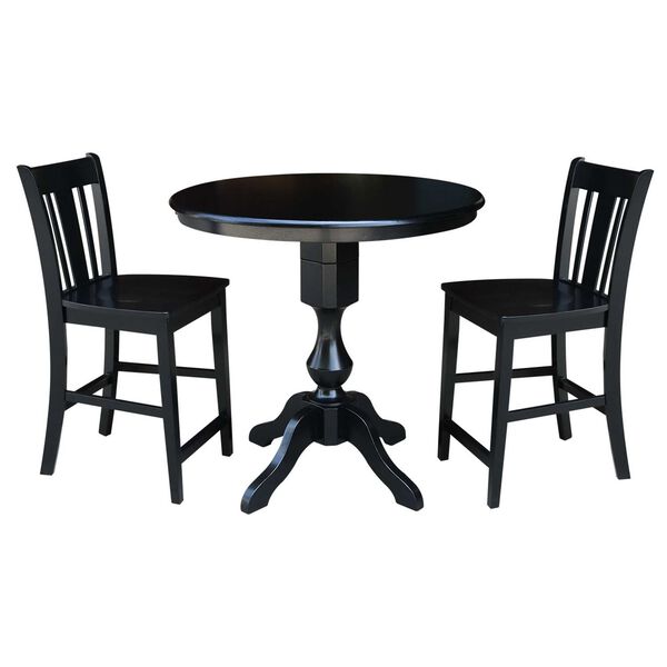Black Round Counter Height Table with Stools, 3-Piece, image 1