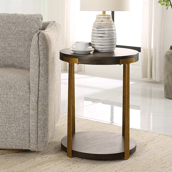 Palisade Rich Coffee and Natural Round Wood Side Table, image 4