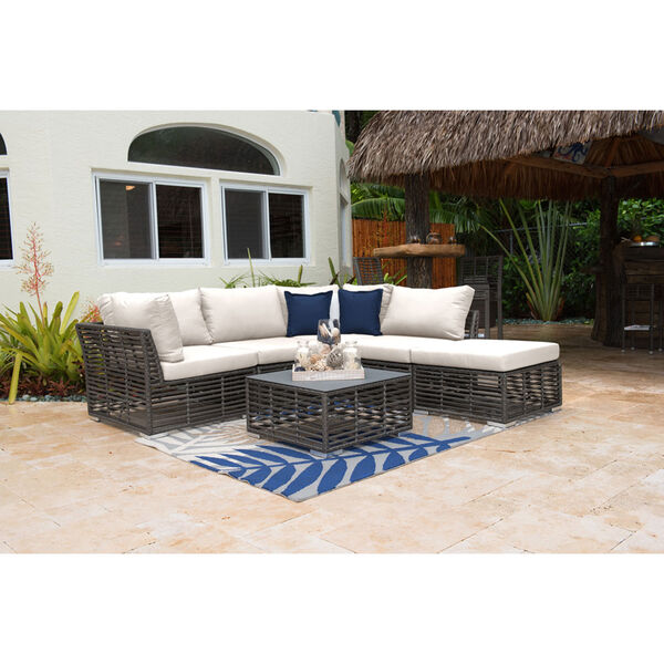 Intech Grey Outdoor Sectional Standard cushion, 6 Piece, image 3