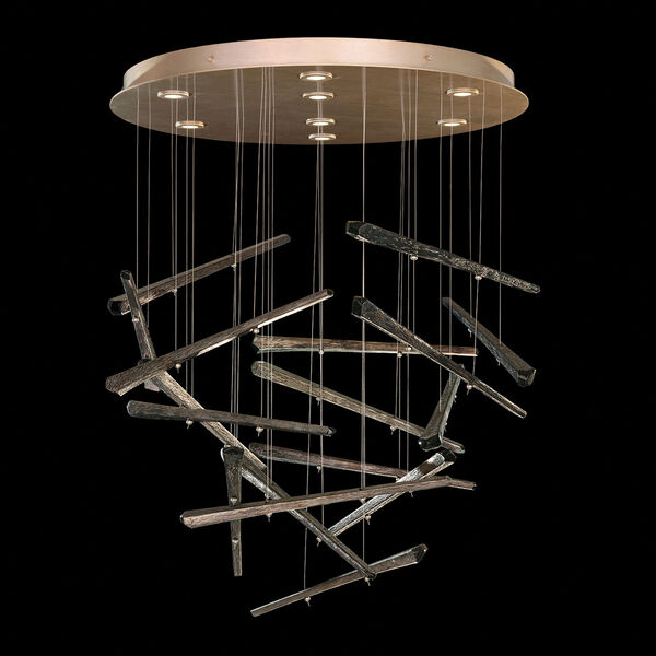 Elevate Eight-Light LED Pendant with 17 Scuplted Glass Spires, image 1