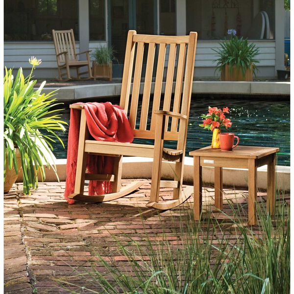 Classic Natural Outdoor Rocking Chair and End Table Set, 2-Piece, image 2