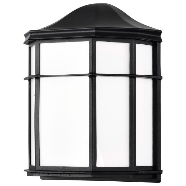 Black LED Cage Lantern Outdoor Wall Mount with White Linen Acrylic, image 3