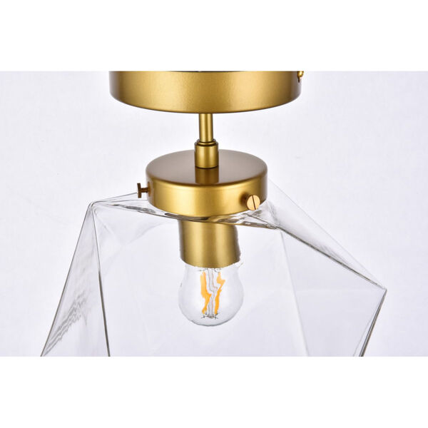 Lawrence Brass and Clear One-Light Semi-Flush Mount, image 6
