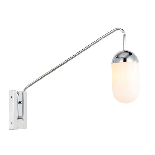 Kace Chrome One-Light Wall Sconce with Frosted White Glass, image 1