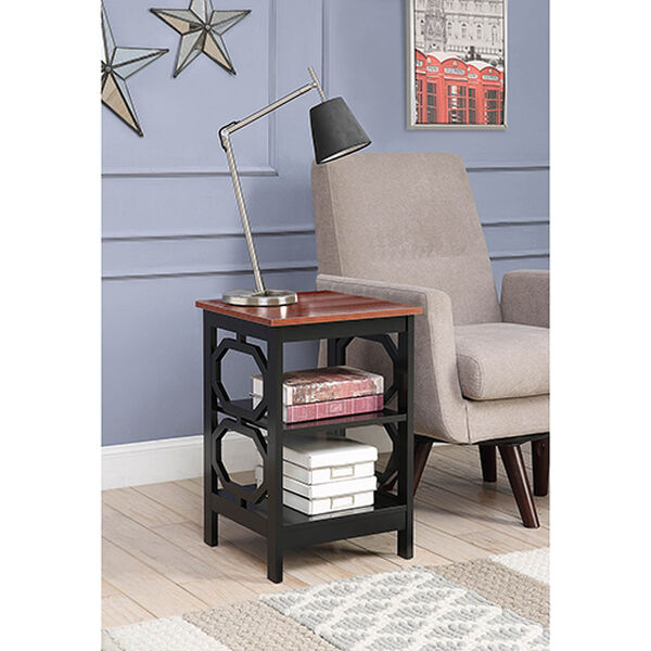 Omega Cherry Top End Table with Black Frame, image 3