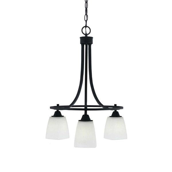 Paramount Matte Black Three-Light Downlight Chandelier with Four-Inch White Muslin Dome Glass, image 1