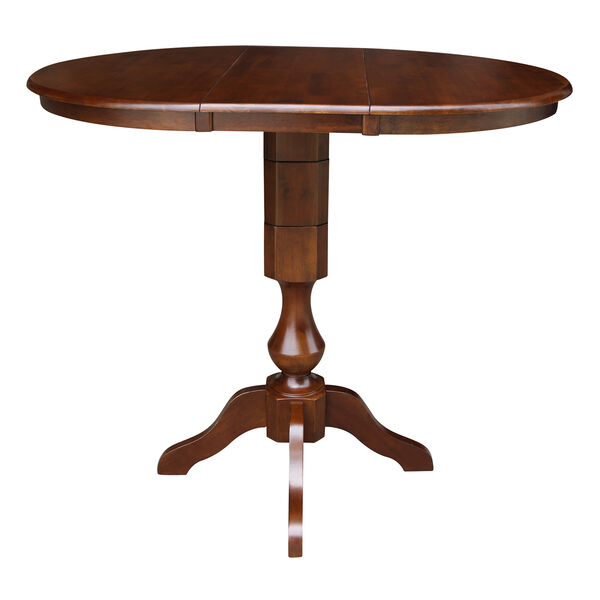 Espresso Round Top Pedestal Bar Height Table with 12-Inch Leaf, image 5