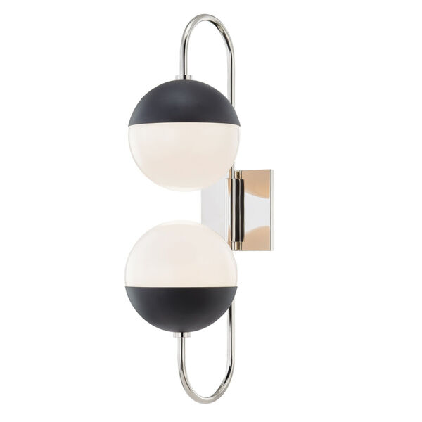 Renee Polished Nickel and Black Two-Light Wall Sconce, image 1