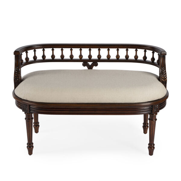 Hathaway Cherry and White Upholstered Bench, image 2