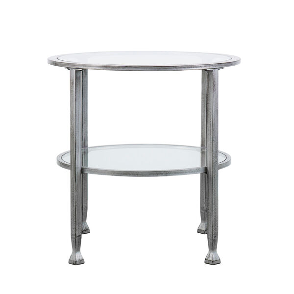 Silver Jaymes Metal and Glass Round End Table, image 5