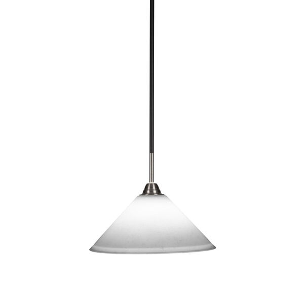 Paramount Matte Black and Brushed Nickel 12-Inch One-Light Pendant with White Muslin Glass Shade, image 1
