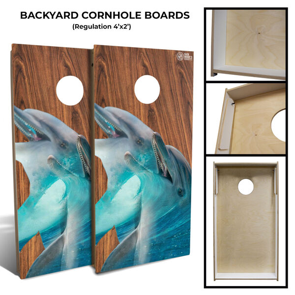 Dolphins Cornhole Board Set with 8 Bags, image 2