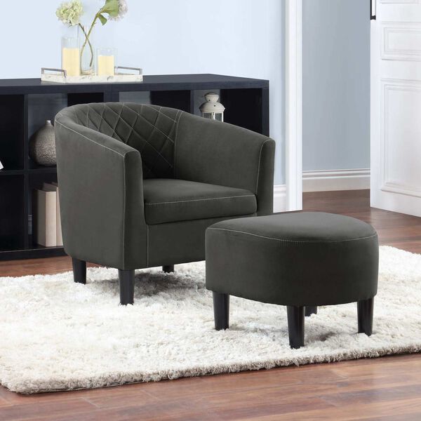 Take A Seat Dark Gray Microfiber Roosevelt Accent Chair with Ottoman, image 2