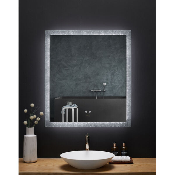 Frysta White 36 x 40 Inch LED Frameless Rectangualar Mirror with Dimmer and Defogger, image 2