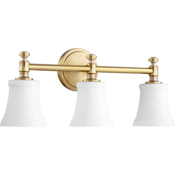 Rossington Aged Brass with Satin Opal Three-Light 22-Inch Vanity, image 1