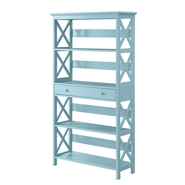 Oxford Sea Foam Five Tier Bookcase with Drawer, image 6