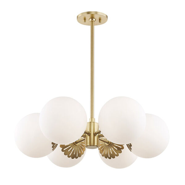 Paige Aged Brass 6-Light 26-Inch Chandelier, image 1