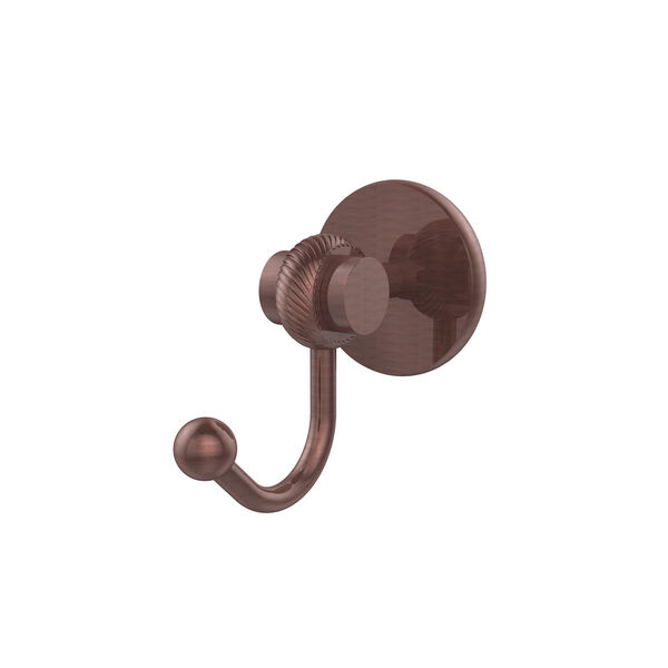 Satellite Orbit Two Collection Robe Hook with Twisted Accents, Antique Copper, image 1