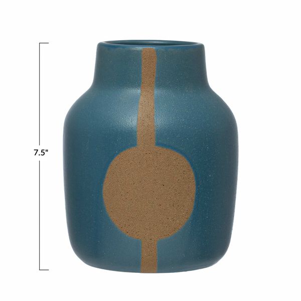 Blue Abstract Design Stoneware Vase, image 4