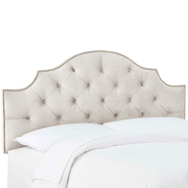 Queen Mystere Dove 62-Inch Tufted Notched Nail Button Headboard, image 1