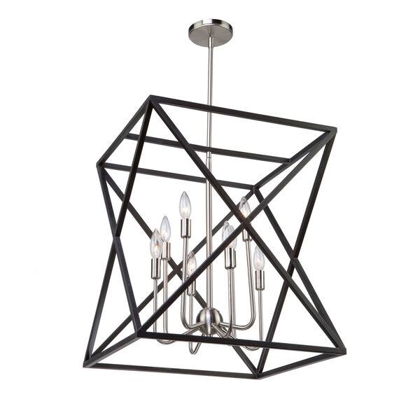 Elements Black and Polished Nickel Eight-Light Chandelier, image 1