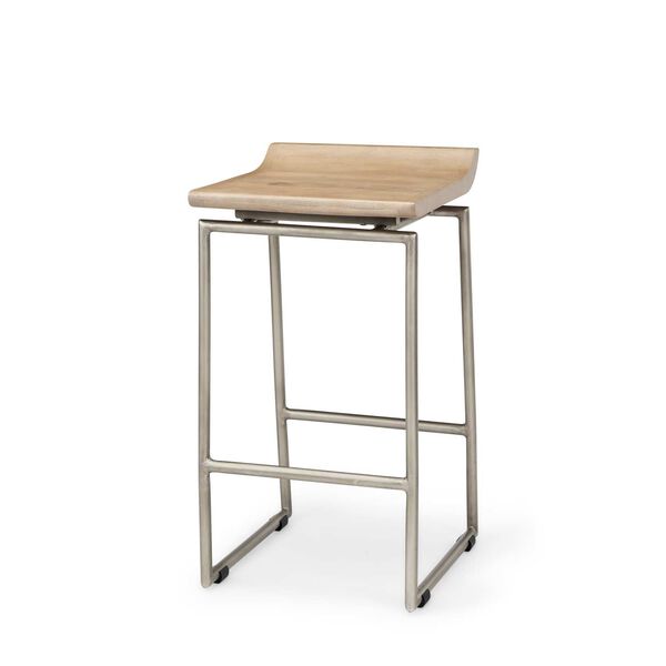 Givens Brown and Silver Metal Frame Counter Stool, image 1