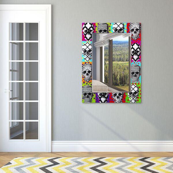 Sugar Skulls Multicolor 48 x 36-Inch Rectangle Beveled Wall Mirror, image 4