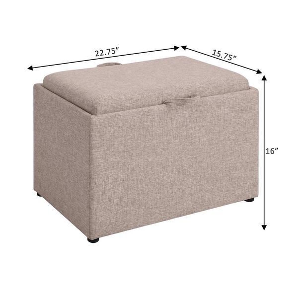 Beige Storage Ottoman with Reversible Tray, image 3