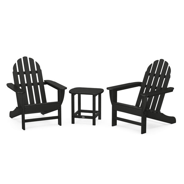 Classic Black Adirondack Set with South Beach Side Table, 3-Piece, image 1
