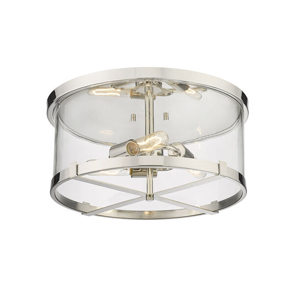 Callista Polished Nickel Three-Light Flush Mount with Clear Glass Shade, image 5