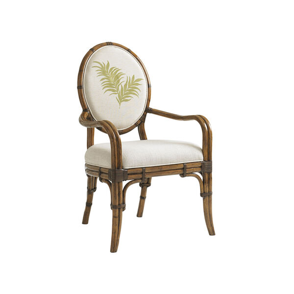 Bali Hai Brown, Ivory and Green Gulfstream Oval Back Arm Chair, image 1