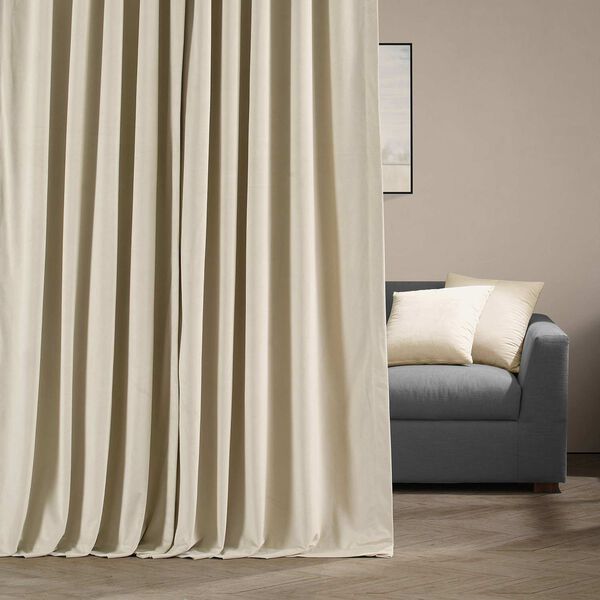 Signature Ivory Double Wide Velvet Blackout Pole Pocket Single Panel Curtain 100 x 120, image 2