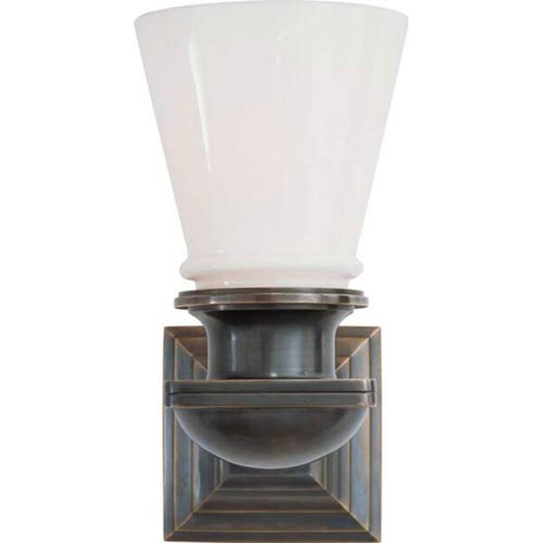 New York Subway Single Light in Bronze with White Glass by Chapman and Myers, image 1